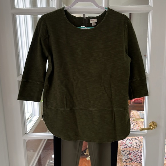 NWT Spanx textured panel leggings forest green M and top L - Picture 7 of 10